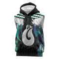 Aotearoa Korowai Motif Sleeveless Hoodie Hei Matau Poutama Maori Pattern - Aussie Hoodie