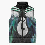 Aotearoa Korowai Motif Sleeveless Puffer Jacket Hei Matau Poutama Maori Pattern - Aussie Hoodie