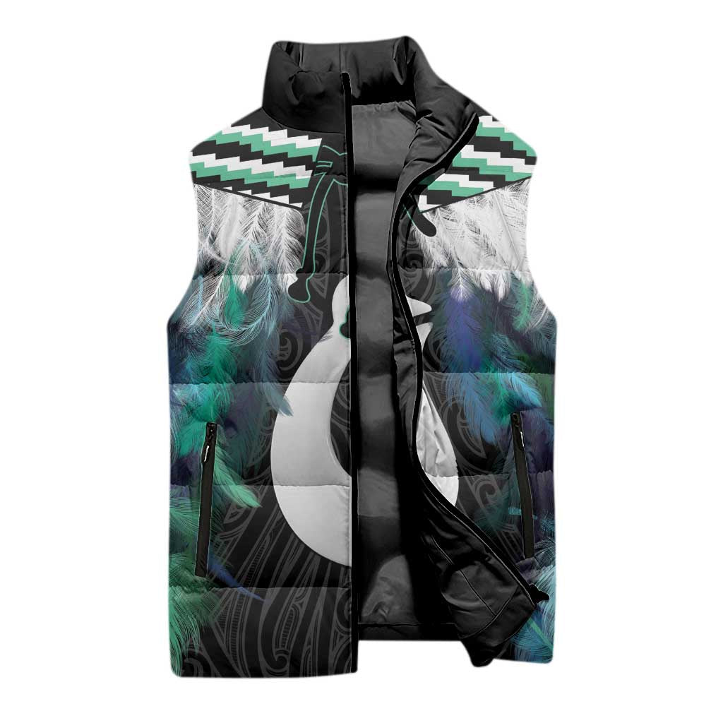 Aotearoa Korowai Motif Sleeveless Puffer Jacket Hei Matau Poutama Maori Pattern - Aussie Hoodie