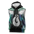 Aotearoa Korowai Motif Sleeveless Zip Hoodie Hei Matau Poutama Maori Pattern LT14