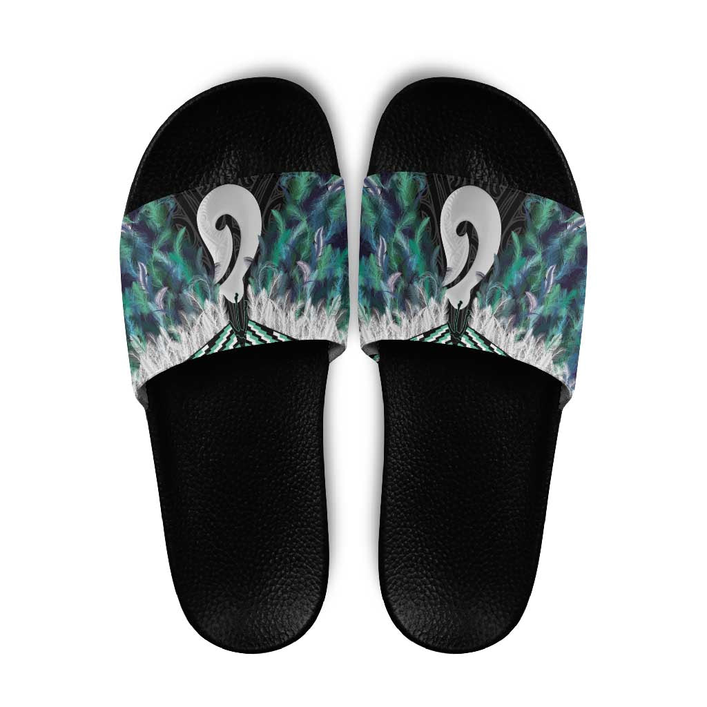 Aotearoa Korowai Motif Slide Sandals Hei Matau Poutama Maori Pattern - Aussie Hoodie
