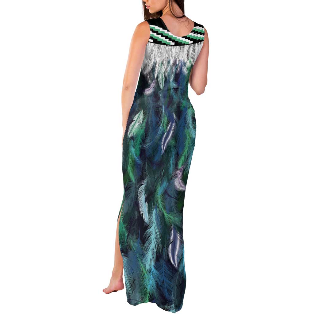 Aotearoa Korowai Motif Tank Maxi Dress Hei Matau Poutama Maori Pattern