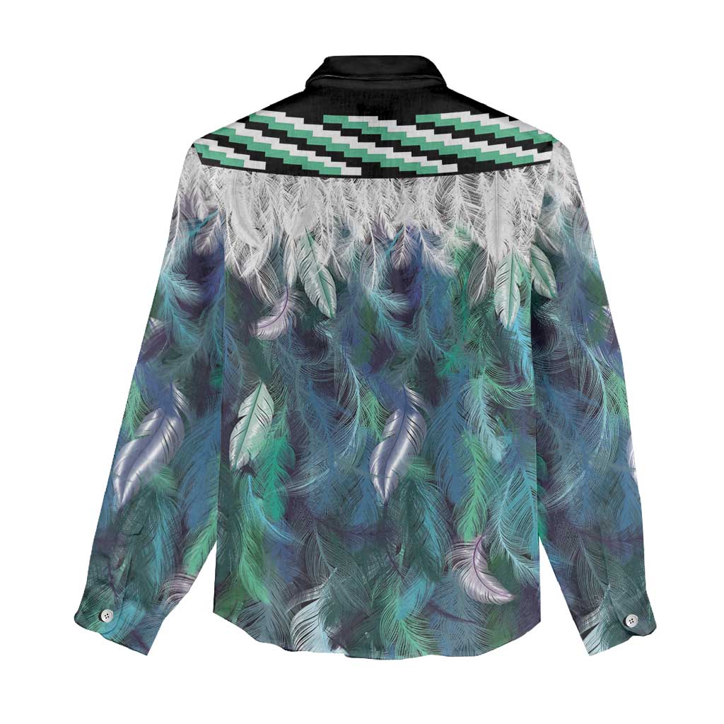 Aotearoa Korowai Motif Women Casual Shirt Hei Matau Poutama Maori Pattern