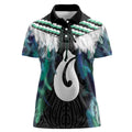 Aotearoa Korowai Motif Women Polo Shirt Hei Matau Poutama Maori Pattern
