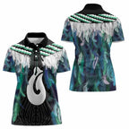 Aotearoa Korowai Motif Women Polo Shirt Hei Matau Poutama Maori Pattern