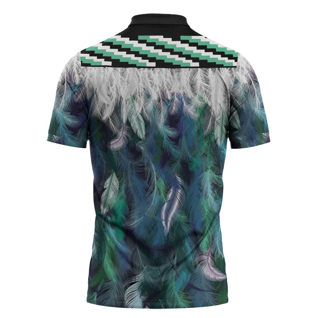 Aotearoa Korowai Motif Zipper Polo Shirt Hei Matau Poutama Maori Pattern - Aussie Hoodie