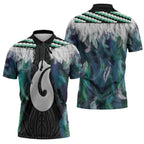 Aotearoa Korowai Motif Zipper Polo Shirt Hei Matau Poutama Maori Pattern - Aussie Hoodie