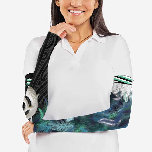Aotearoa Korowai Motif Arm Sleeves Hei Manaia Poutama Maori Pattern - Aussie Hoodie