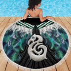 Aotearoa Korowai Motif Beach Blanket Hei Manaia Poutama Maori Pattern