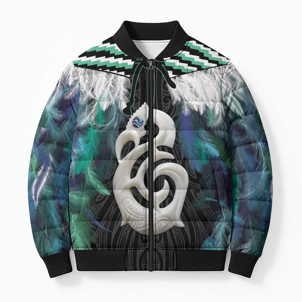 Aotearoa Korowai Motif Bomber Puffer Jacket Hei Manaia Poutama Maori Pattern - Aussie Hoodie