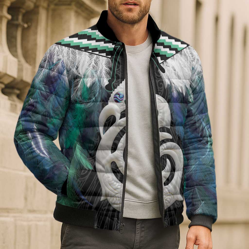 Aotearoa Korowai Motif Bomber Puffer Jacket Hei Manaia Poutama Maori Pattern - Aussie Hoodie