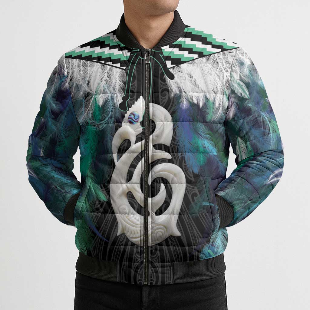 Aotearoa Korowai Motif Bomber Puffer Jacket Hei Manaia Poutama Maori Pattern - Aussie Hoodie
