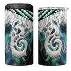 Aotearoa Korowai Motif 4 in 1 Can Cooler Tumbler Hei Manaia Poutama Maori Pattern