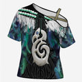 Aotearoa Korowai Motif Cross Shoulder Shirt Hei Manaia Poutama Maori Pattern - Aussie Hoodie
