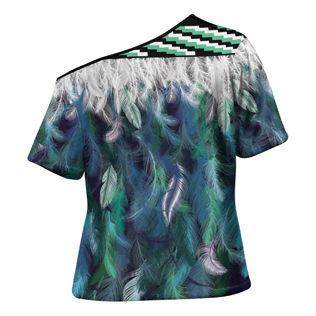 Aotearoa Korowai Motif Cross Shoulder Shirt Hei Manaia Poutama Maori Pattern - Aussie Hoodie