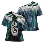 Aotearoa Korowai Motif Cross Shoulder Shirt Hei Manaia Poutama Maori Pattern - Aussie Hoodie