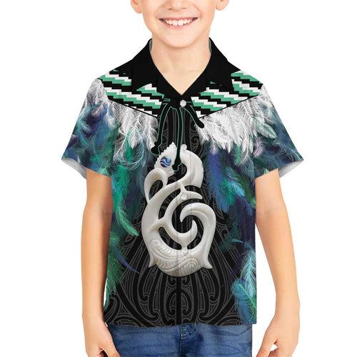 Aotearoa Korowai Motif Family Matching Off Shoulder Short Dress and Hawaiian Shirt Hei Manaia Poutama Maori Pattern