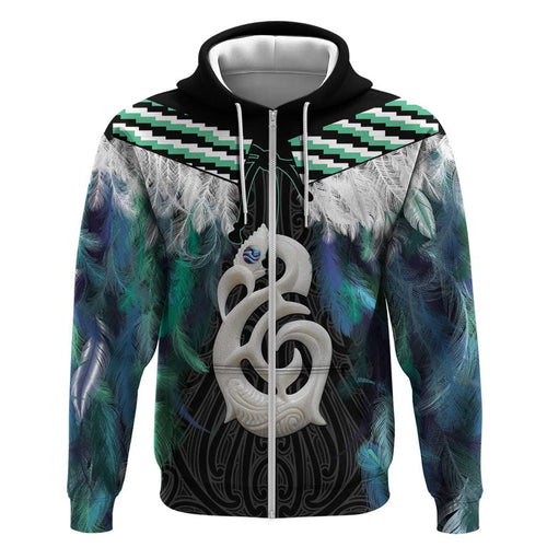 Aotearoa Korowai Motif Hoodie Hei Manaia Poutama Maori Pattern