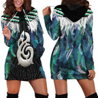 Aotearoa Korowai Motif Hoodie Dress Hei Manaia Poutama Maori Pattern