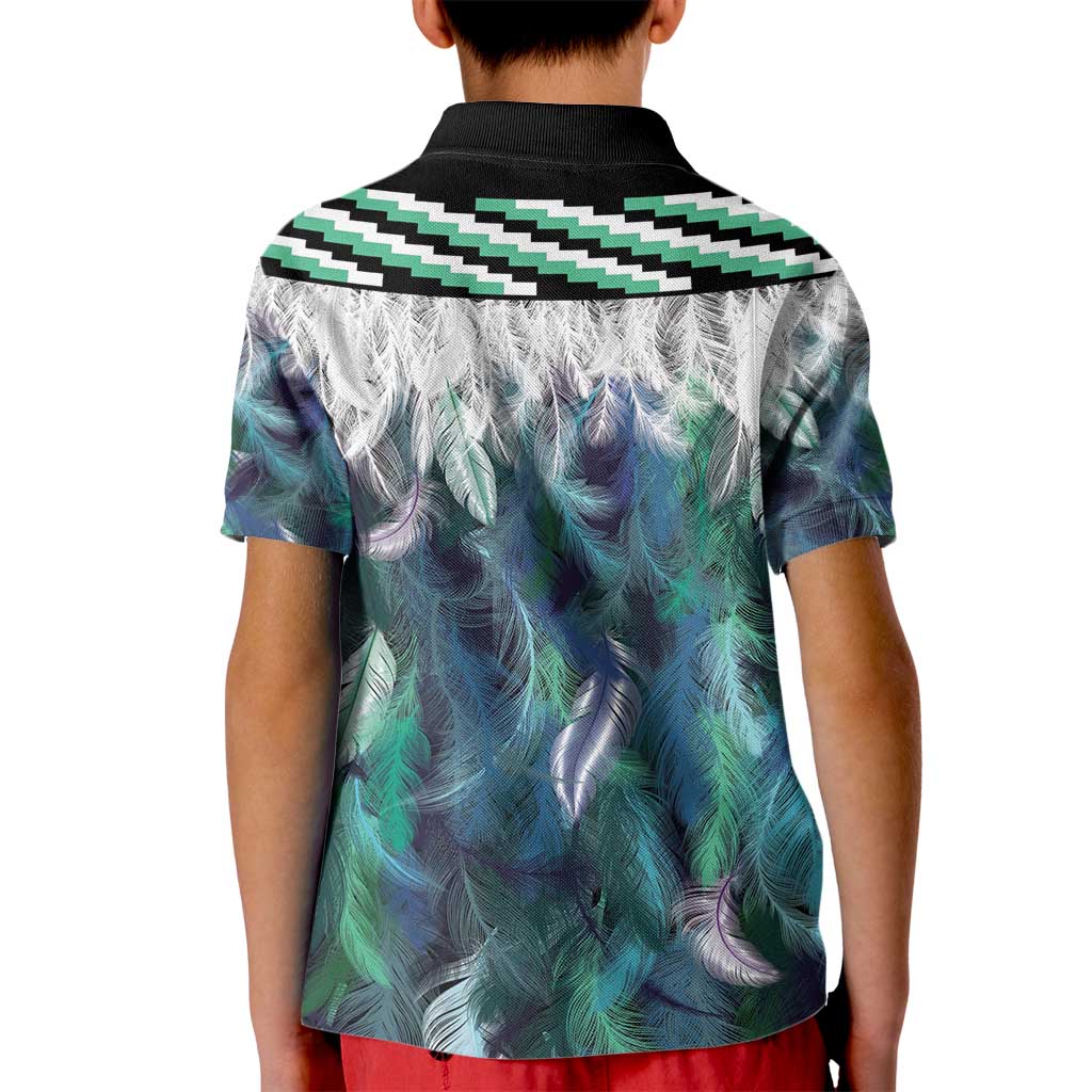 Aotearoa Korowai Motif Kid Polo Shirt Hei Manaia Poutama Maori Pattern