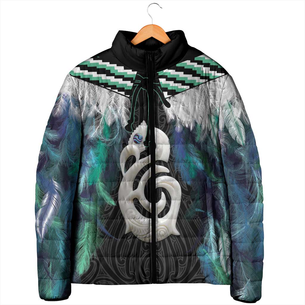 Aotearoa Korowai Motif Padded Jacket Hei Manaia Poutama Maori Pattern - Aussie Hoodie