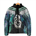 Aotearoa Korowai Motif Padded Jacket Hei Manaia Poutama Maori Pattern - Aussie Hoodie