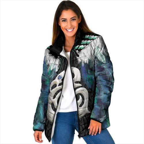 Aotearoa Korowai Motif Padded Jacket Hei Manaia Poutama Maori Pattern - Aussie Hoodie