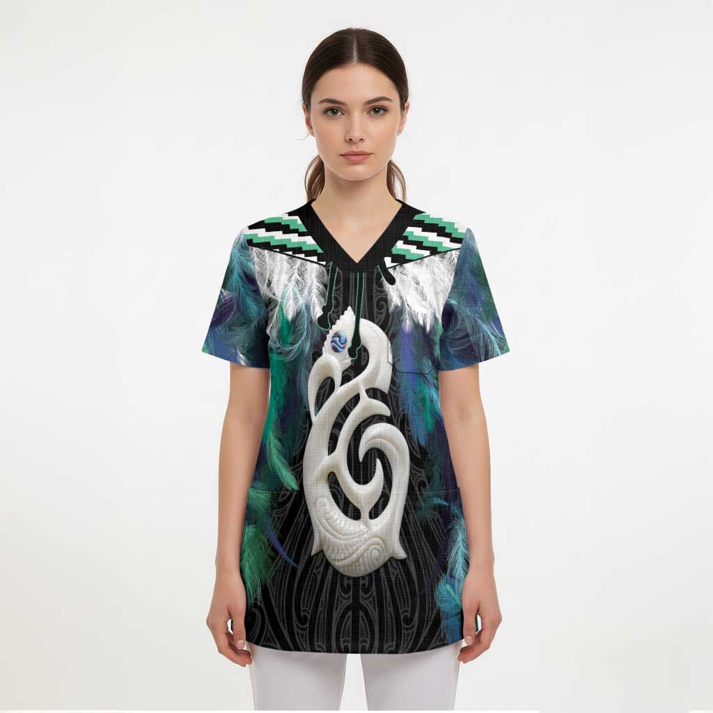Aotearoa Korowai Motif Scrub Top Hei Manaia Poutama Maori Pattern - Aussie Hoodie
