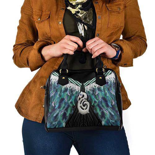 Aotearoa Korowai Motif Shoulder Handbag Hei Manaia Poutama Maori Pattern
