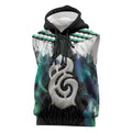 Aotearoa Korowai Motif Sleeveless Hoodie Hei Manaia Poutama Maori Pattern - Aussie Hoodie