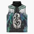 Aotearoa Korowai Motif Sleeveless Puffer Jacket Hei Manaia Poutama Maori Pattern - Aussie Hoodie