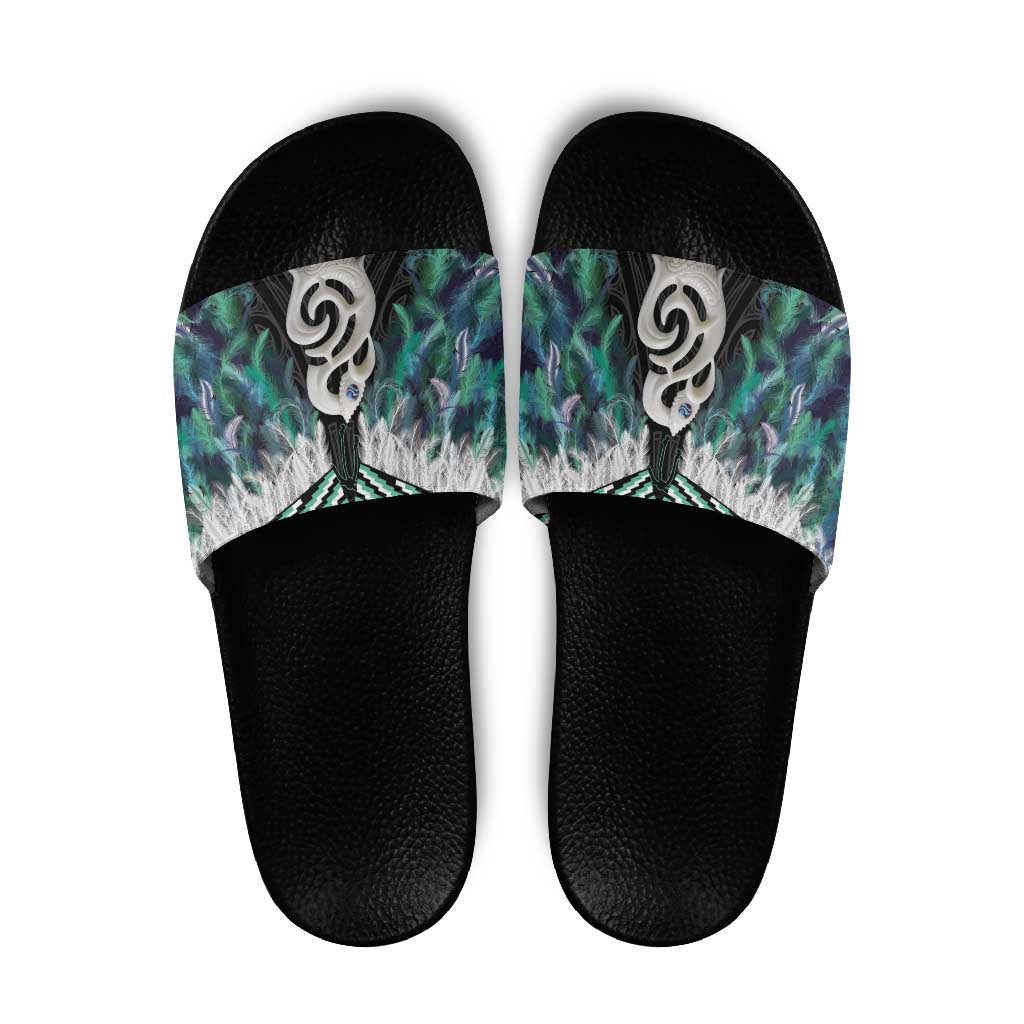 Aotearoa Korowai Motif Slide Sandals Hei Manaia Poutama Maori Pattern - Aussie Hoodie