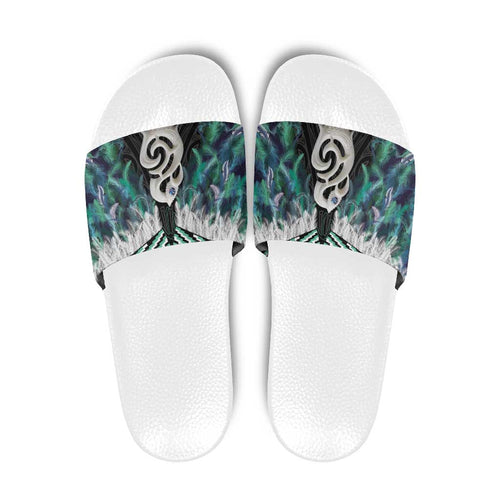 Aotearoa Korowai Motif Slide Sandals Hei Manaia Poutama Maori Pattern - Aussie Hoodie