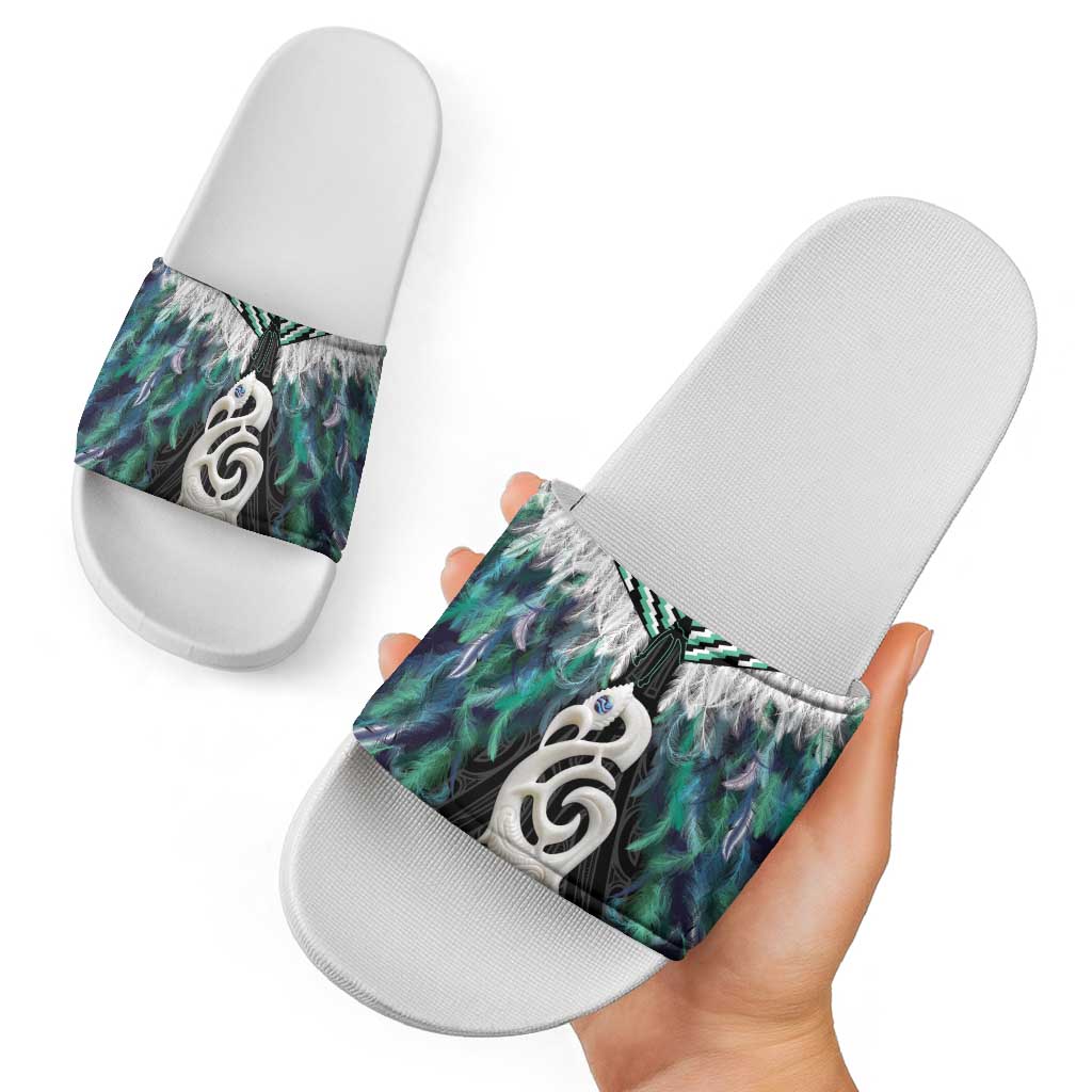 Aotearoa Korowai Motif Slide Sandals Hei Manaia Poutama Maori Pattern - Aussie Hoodie