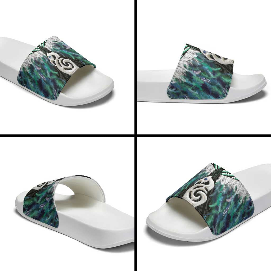 Aotearoa Korowai Motif Slide Sandals Hei Manaia Poutama Maori Pattern - Aussie Hoodie