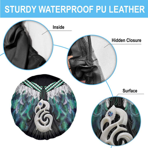 Aotearoa Korowai Motif Spare Tire Cover Hei Manaia Poutama Maori Pattern
