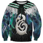 Aotearoa Korowai Motif Sweatshirt Hei Manaia Poutama Maori Pattern
