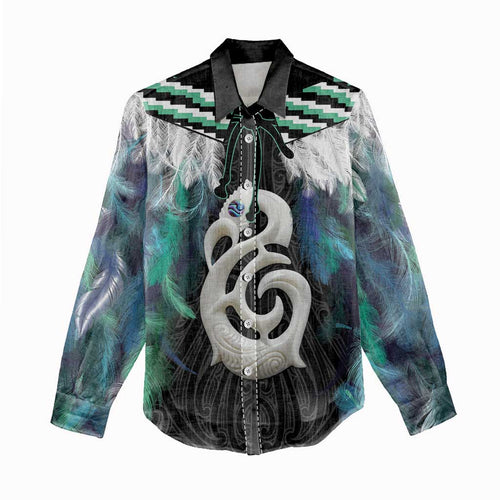 Aotearoa Korowai Motif Women Casual Shirt Hei Manaia Poutama Maori Pattern