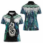 Aotearoa Korowai Motif Women Polo Shirt Hei Manaia Poutama Maori Pattern