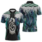 Aotearoa Korowai Motif Zipper Polo Shirt Hei Manaia Poutama Maori Pattern - Aussie Hoodie