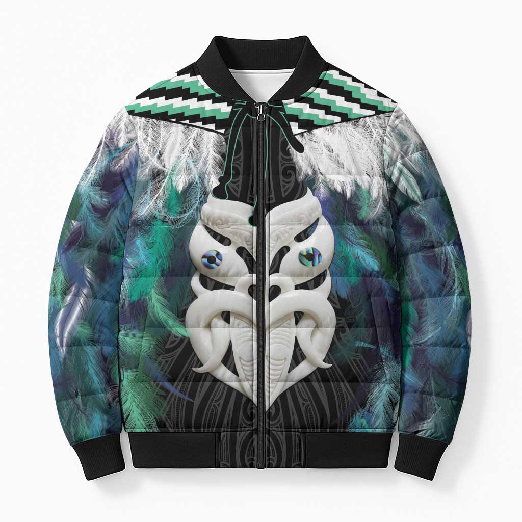 Aotearoa Korowai Motif Bomber Puffer Jacket Maori Wheku Poutama - Aussie Hoodie