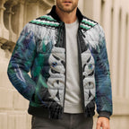 Aotearoa Korowai Motif Bomber Puffer Jacket Maori Wheku Poutama - Aussie Hoodie