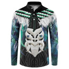 Aotearoa Korowai Motif Button Sweatshirt Maori Wheku Poutama