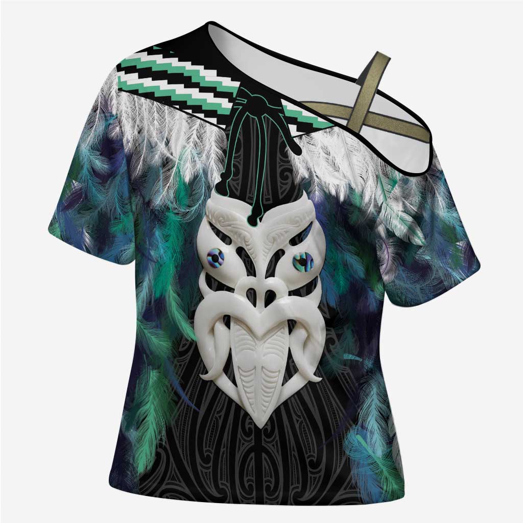 Aotearoa Korowai Motif Cross Shoulder Shirt Maori Wheku Poutama - Aussie Hoodie