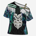 Aotearoa Korowai Motif Cross Shoulder Shirt Maori Wheku Poutama - Aussie Hoodie