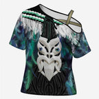 Aotearoa Korowai Motif Cross Shoulder Shirt Maori Wheku Poutama - Aussie Hoodie