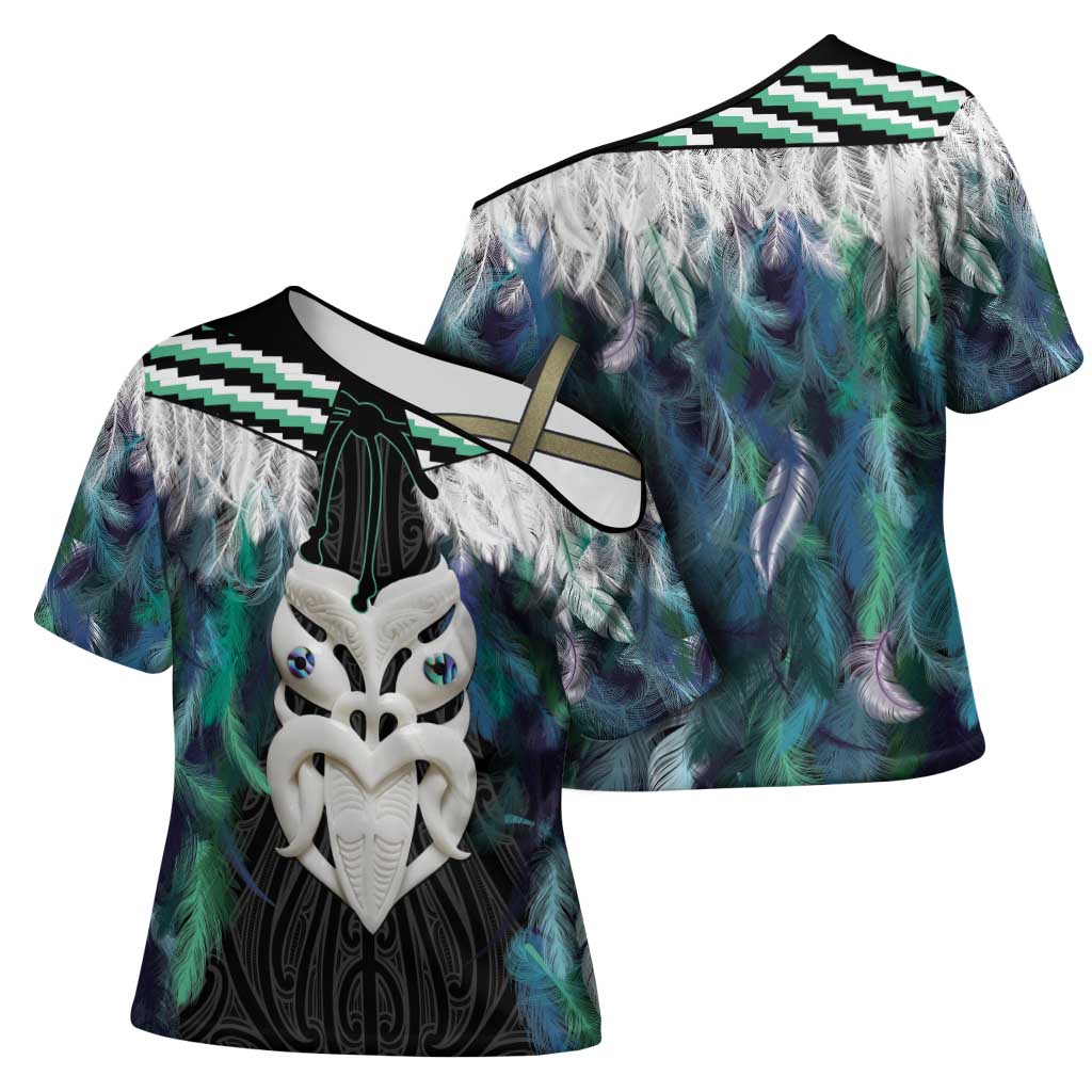 Aotearoa Korowai Motif Cross Shoulder Shirt Maori Wheku Poutama - Aussie Hoodie