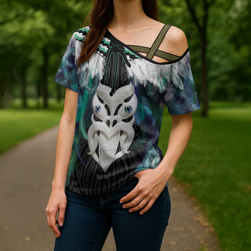 Aotearoa Korowai Motif Cross Shoulder Shirt Maori Wheku Poutama - Aussie Hoodie