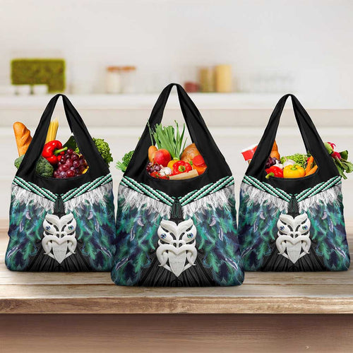 Aotearoa Korowai Motif Grocery Bag Maori Wheku Poutama