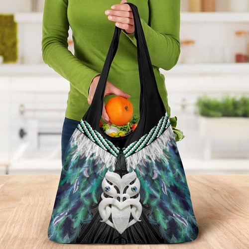 Aotearoa Korowai Motif Grocery Bag Maori Wheku Poutama